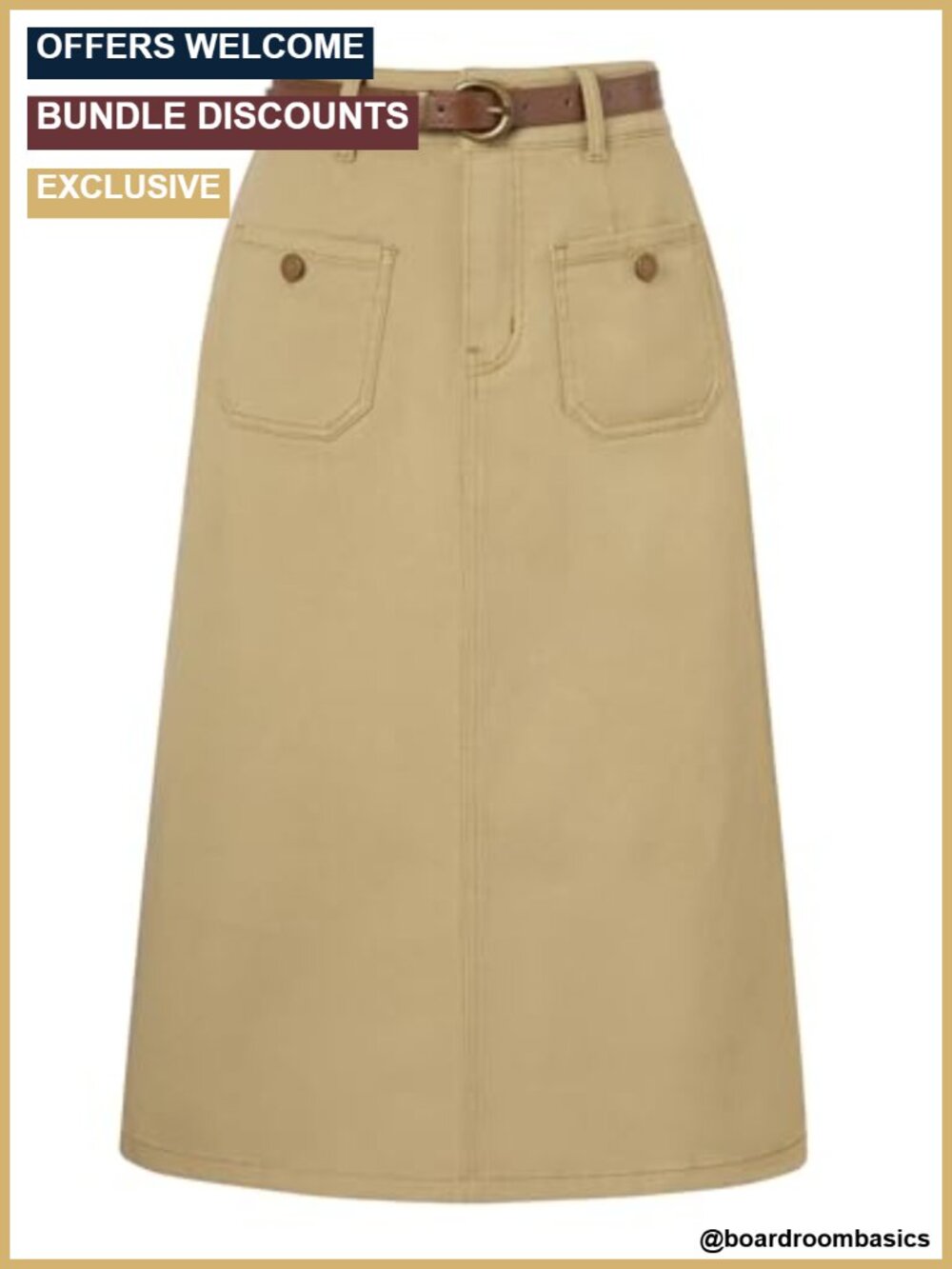 High Waist Denim Skirt with Belt & Back Slit
